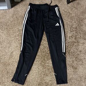 Adidas Black Joggers with White Stripes